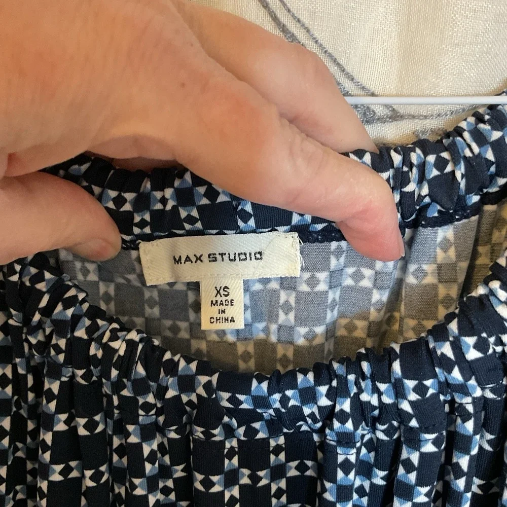 Women's Max Studio‎ Blue Geometric Print Sundress - Size XS
